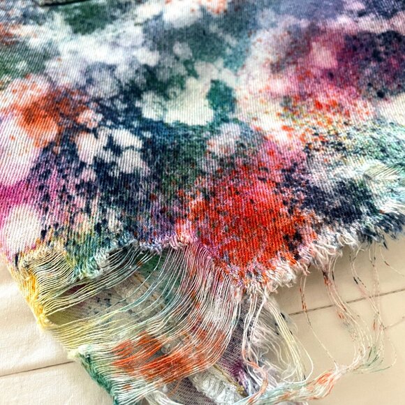 Custom Bleach Splash Denim Shorts Free Speech High-Waisted Boho Festival Style - Picture 5 of 11